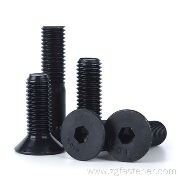 Grade 10.9 hexagon socket countersunk head boit screw carbon steel custom made with black surface treatment